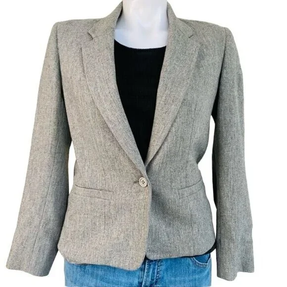 Vintage JH Collectibles Grey Blazer Single Button Gray Business Coat Size S - Picture 8 of 12